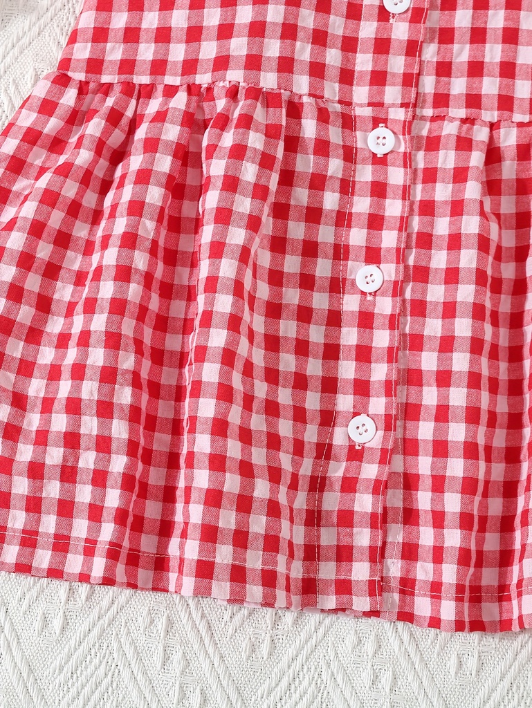 Blusa con Volantes y Estampado de Cuadros Luxeira