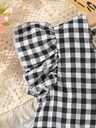 Blusa con Volantes y Estampado de Cuadros Luxeira