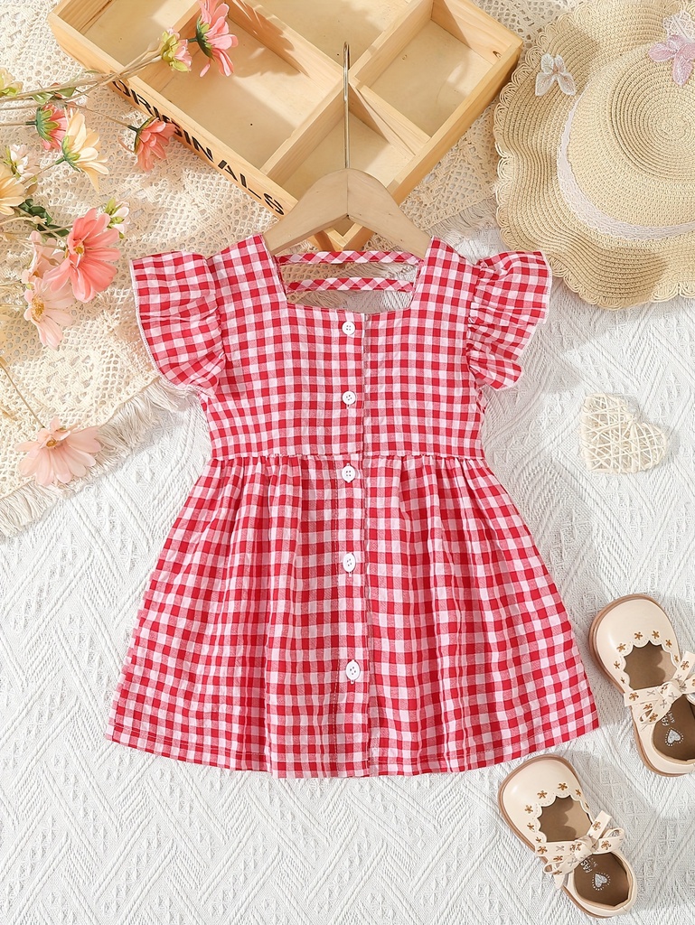 Blusa con Volantes y Estampado de Cuadros Luxeira