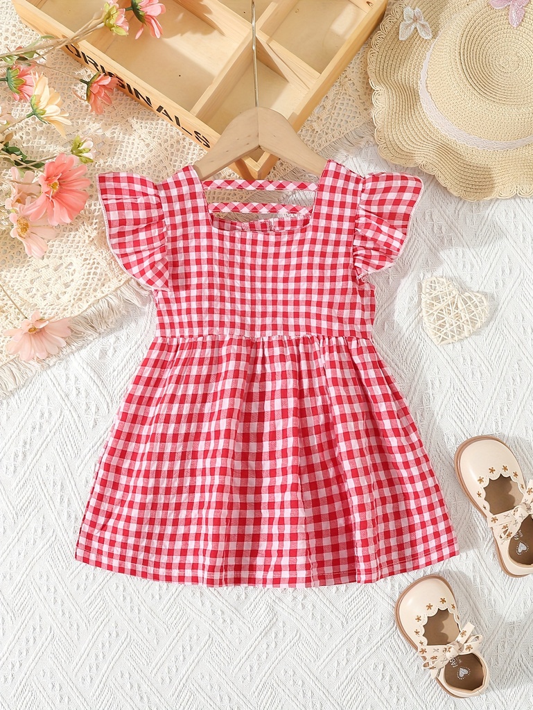 Blusa con Volantes y Estampado de Cuadros Luxeira