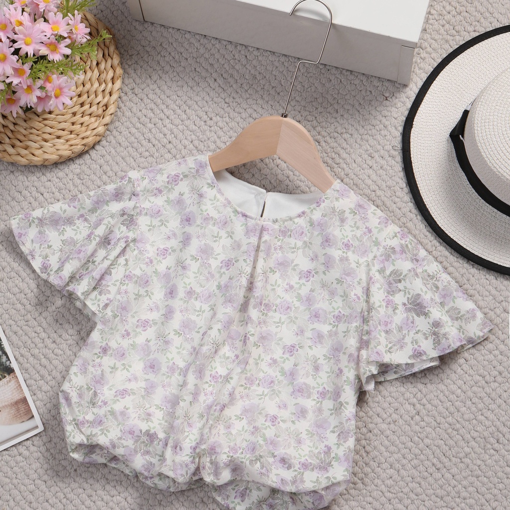 Blusa de Verano Floral con Mangas Acampanadas Luxeira