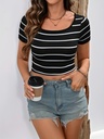 Top de Rayas con Cuello Redondo Luxeira