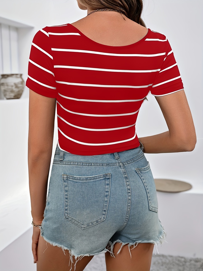 Top de Rayas con Cuello Redondo Luxeira