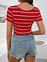 Top de Rayas con Cuello Redondo Luxeira