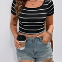 Top de Rayas con Cuello Redondo Luxeira