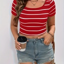 Top de Rayas con Cuello Redondo Luxeira