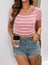 Top de Rayas con Cuello Redondo Luxeira