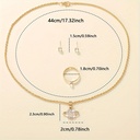 Set de 4 Piezas de Joyería: Collar, Pendientes y Anillo con Detalles de Vidrio