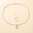 Set de 4 Piezas de Joyería: Collar, Pendientes y Anillo con Detalles de Vidrio