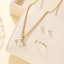 Set de 4 Piezas de Joyería: Collar, Pendientes y Anillo con Detalles de Vidrio