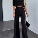 Conjunto de Dos Piezas: Top de Manga Corta con Cuello Redondo y Pantalones Rectos de Cintura Alta Luxeira