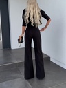 Conjunto de Dos Piezas: Top de Manga Corta con Cuello Redondo y Pantalones Rectos de Cintura Alta Luxeira