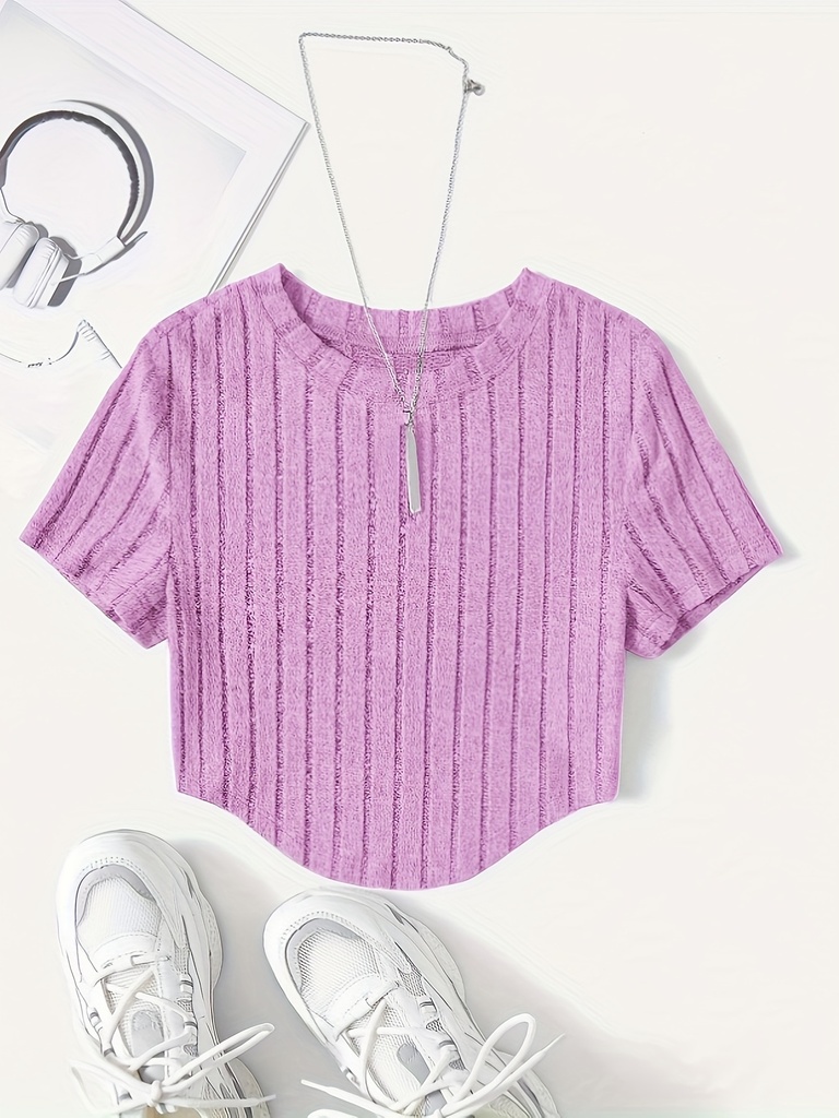 Top de Canalé Liso con Cuello Redondo Luxeira