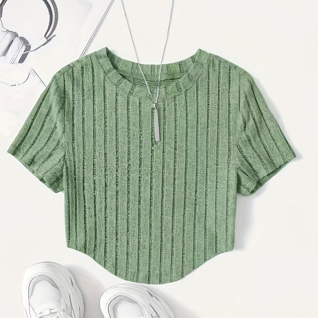 Top de Canalé Liso con Cuello Redondo Luxeira
