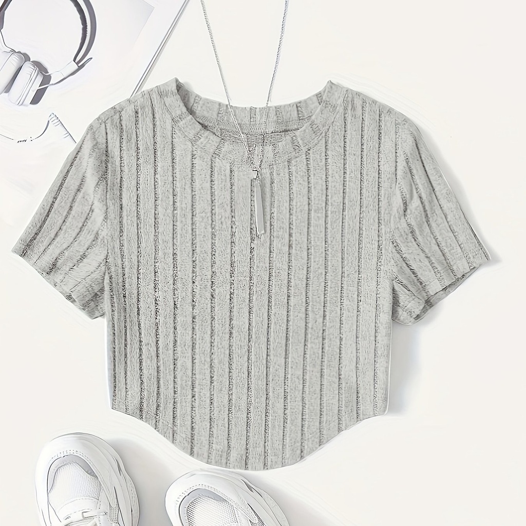 Top de Canalé Liso con Cuello Redondo Luxeira
