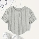 Top de Canalé Liso con Cuello Redondo Luxeira