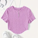 Top de Canalé Liso con Cuello Redondo Luxeira