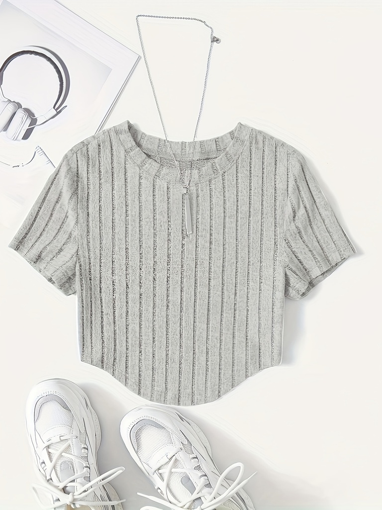 Top de Canalé Liso con Cuello Redondo Luxeira