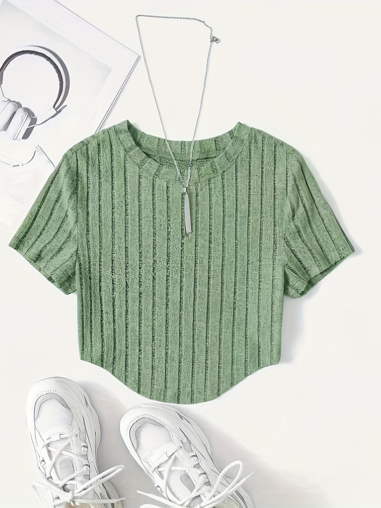 Top de Canalé Liso con Cuello Redondo Luxeira