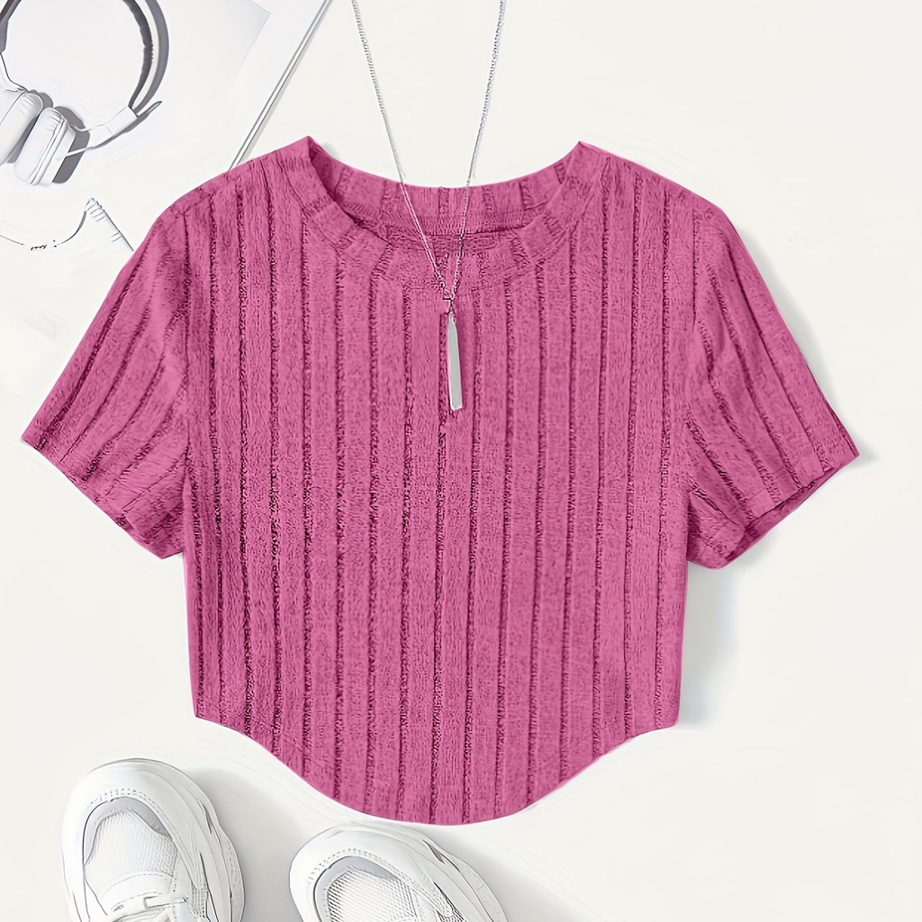 Top de Canalé Liso con Cuello Redondo Luxeira