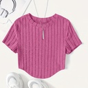 Top de Canalé Liso con Cuello Redondo Luxeira