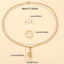 Set de 4 Piezas de Joyería: Collar, Aretes y Anillo con Detalle de Nota Musical