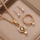 Set de 4 Piezas de Joyería: Collar, Aretes y Anillo con Detalle de Nota Musical