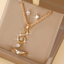 Set de 4 Piezas de Joyería: Collar, Aretes y Anillo con Detalle de Nota Musical