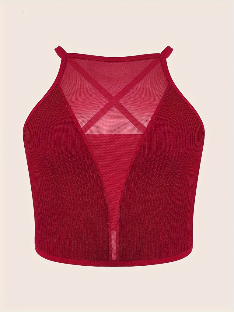 Top de Malla con Contraste y Tirantes Cruzados Luxeira
