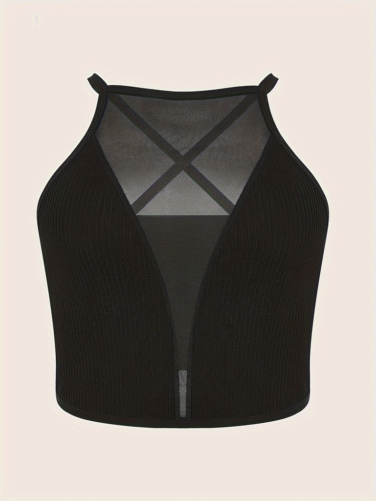 Top de Malla con Contraste y Tirantes Cruzados Luxeira