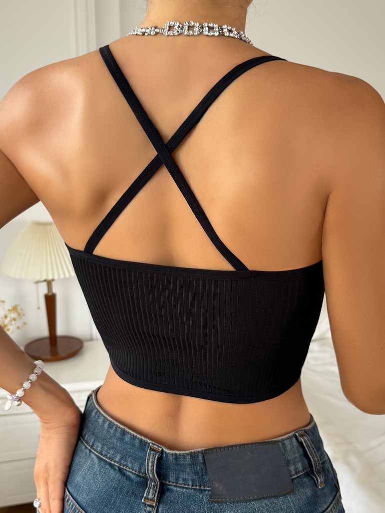 Top de Malla con Contraste y Tirantes Cruzados Luxeira