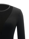 Top Ajustado de Manga Larga con Cuello Pronunciado y Malla Luxeira