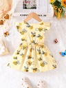 Vestido Casual de Manga Corta con Estampado de Abeja Luxeira