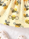 Vestido Casual de Manga Corta con Estampado de Abeja Luxeira