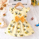 Vestido Casual de Manga Corta con Estampado de Abeja Luxeira