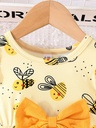 Vestido Casual de Manga Corta con Estampado de Abeja Luxeira