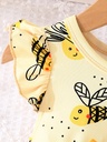 Vestido Casual de Manga Corta con Estampado de Abeja Luxeira