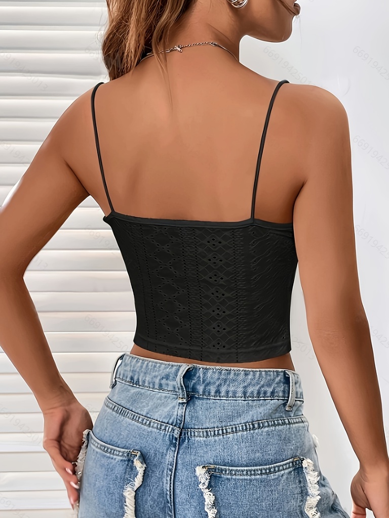 Top de Tirantes Finos con Encaje en el Escote con Diseño Ojal Luxeira