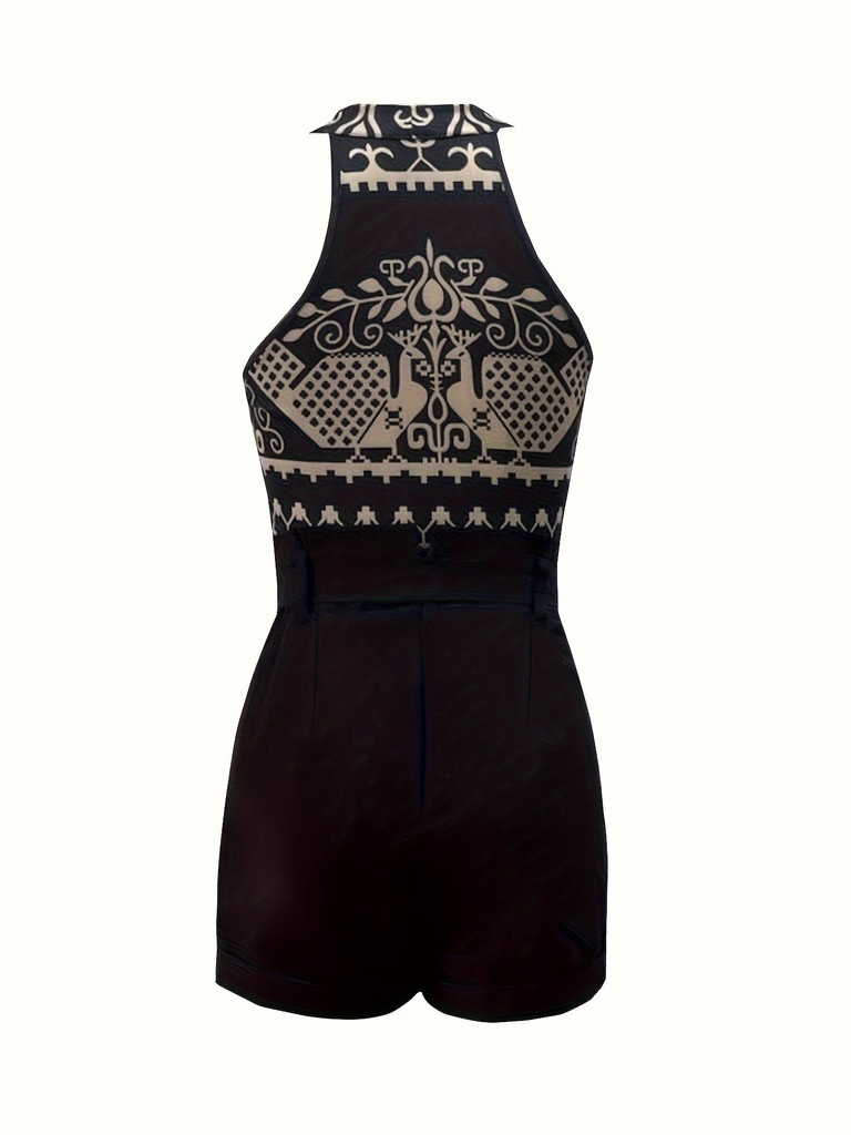 Conjunto de Blusa con Estampado Gráfico y Short con Cinturón Luxeira
