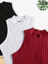 Top sin Mangas de Cuello Alto Acanalado Luxeira