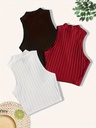 Top sin Mangas de Cuello Alto Acanalado Luxeira
