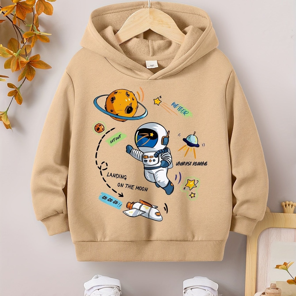 Sudadera con Capucha con Estampado de Astronauta y Planeta Luxeira