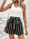 Shorts de Cintura Alta con Estampado de Rayas Luxeira