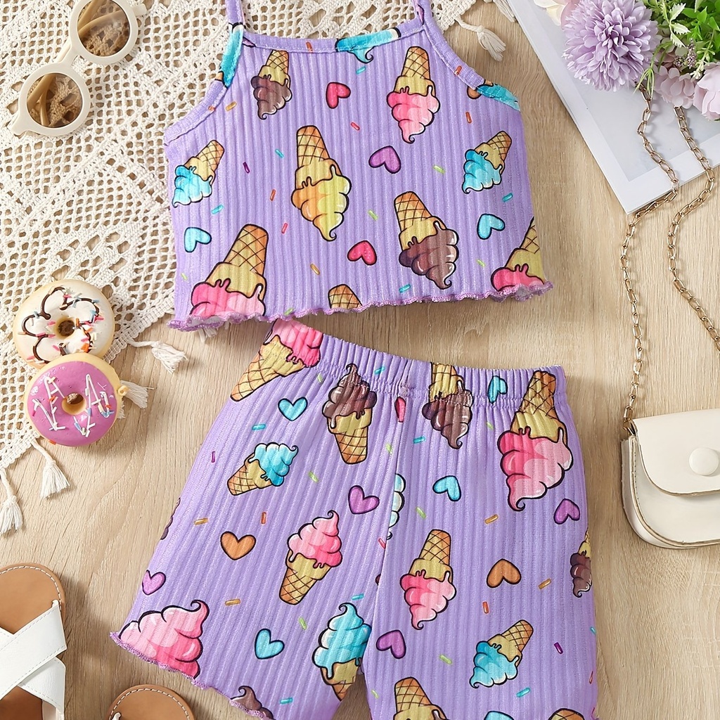 Conjunto de Camiseta y Short con Estampado de Flores Luxeira