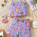 Conjunto de Camiseta y Short con Estampado de Flores Luxeira