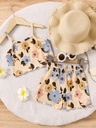 Conjunto de Camiseta y Short con Estampado de Flores Luxeira