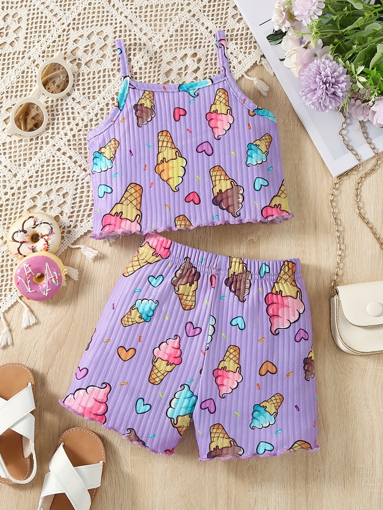 Conjunto de Camiseta y Short con Estampado de Flores Luxeira