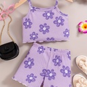 Conjunto de Camiseta y Short con Estampado de Flores Luxeira