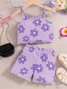 Conjunto de Camiseta y Short con Estampado de Flores Luxeira