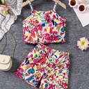 Conjunto de Camiseta y Short con Estampado de Flores Luxeira